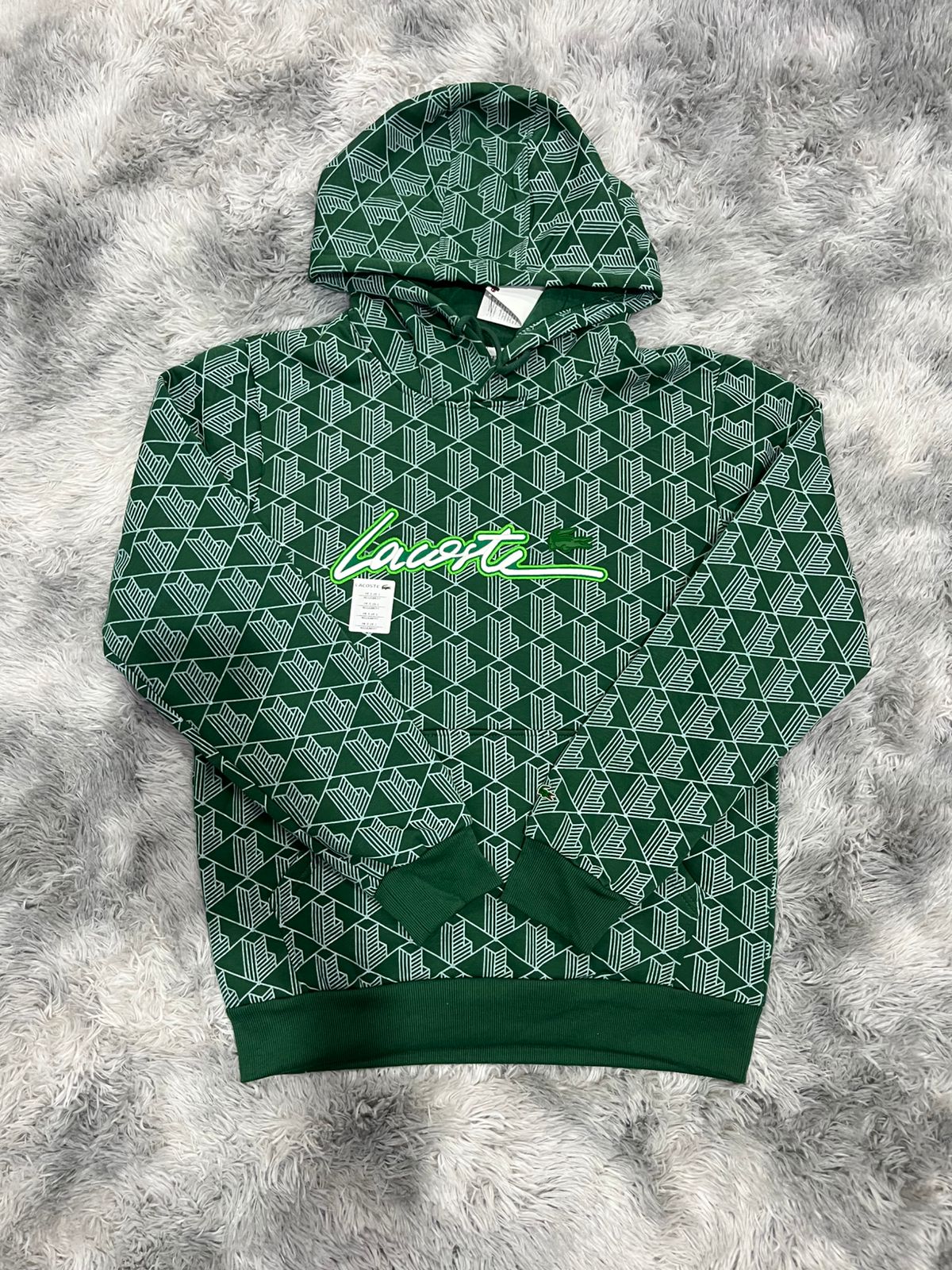 SUDADERA LACOSTE VERDE CON BLANCO