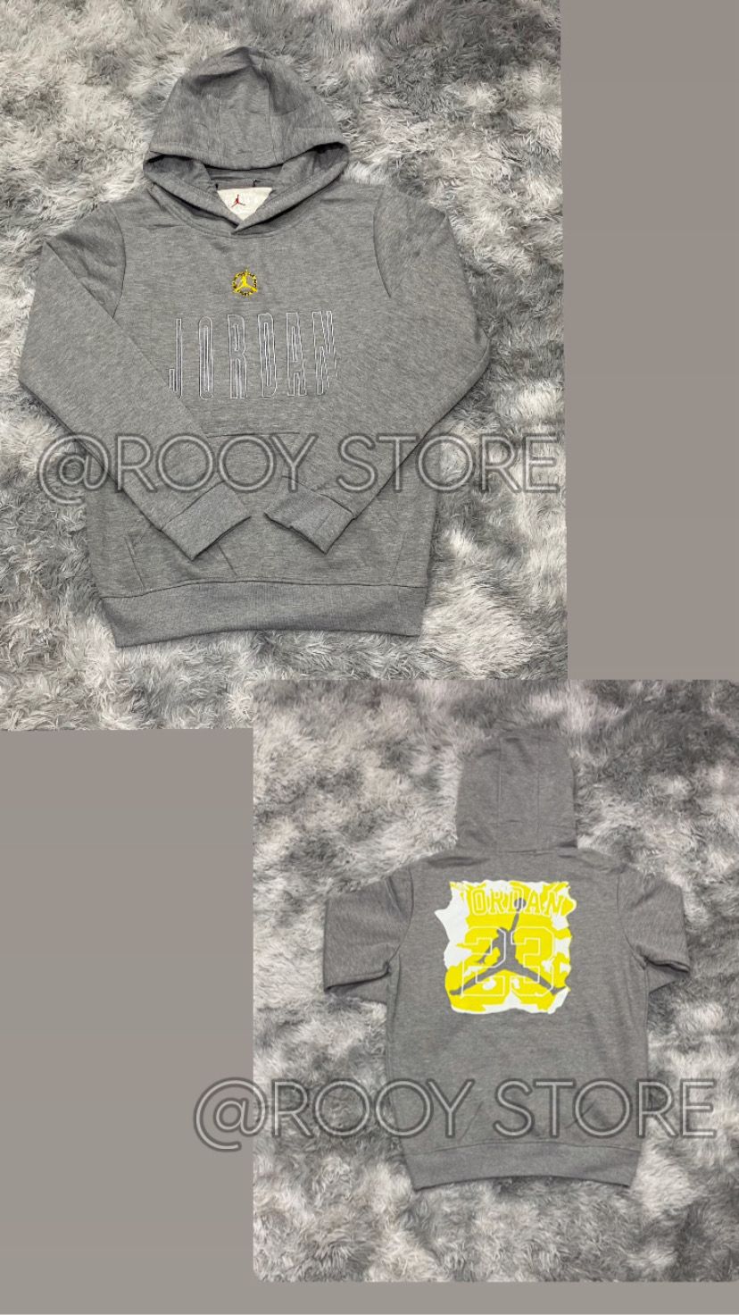 SUDADERA JORDAN GRIS LETRAS GRISES