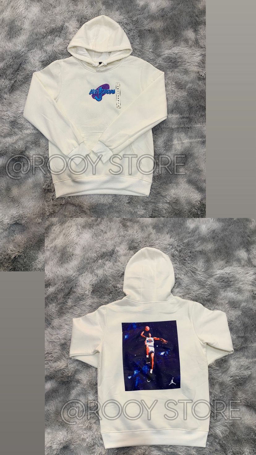 SUDADERA JORDAN SPACE JAM BORDADA BLANCA